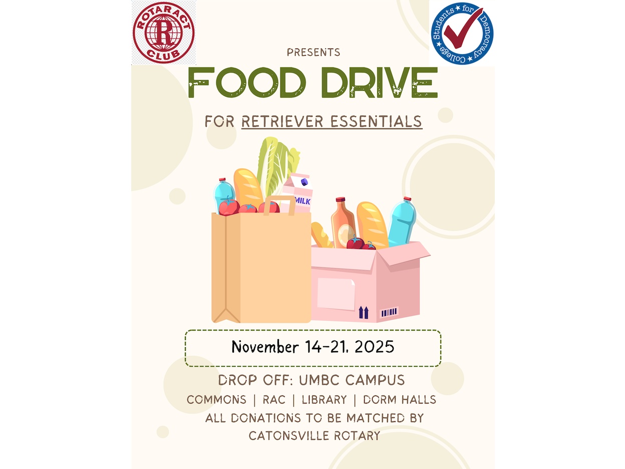 Flyer for food drive for Retriever Essentials.